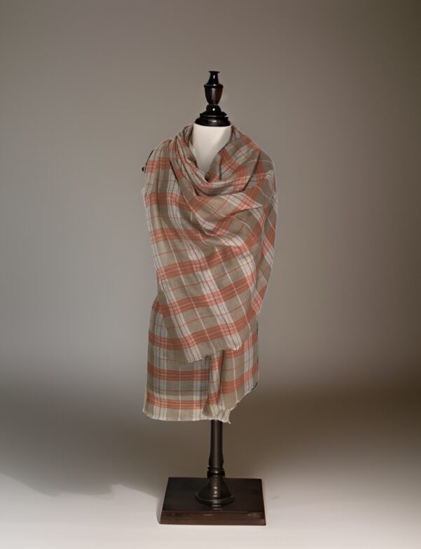 CONTRAST CHECK FINE WOOL STOLE