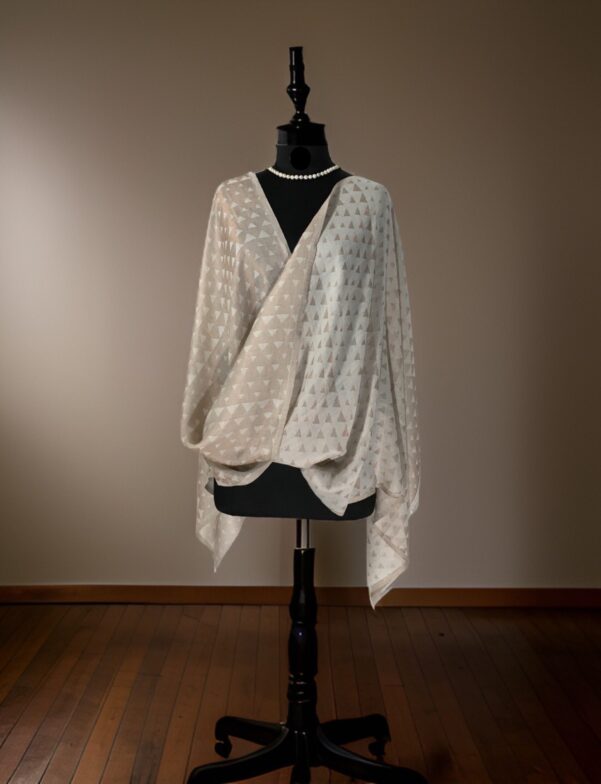 ROSE-GOLD ZARI GEOMETRIC DESIGN STOLE